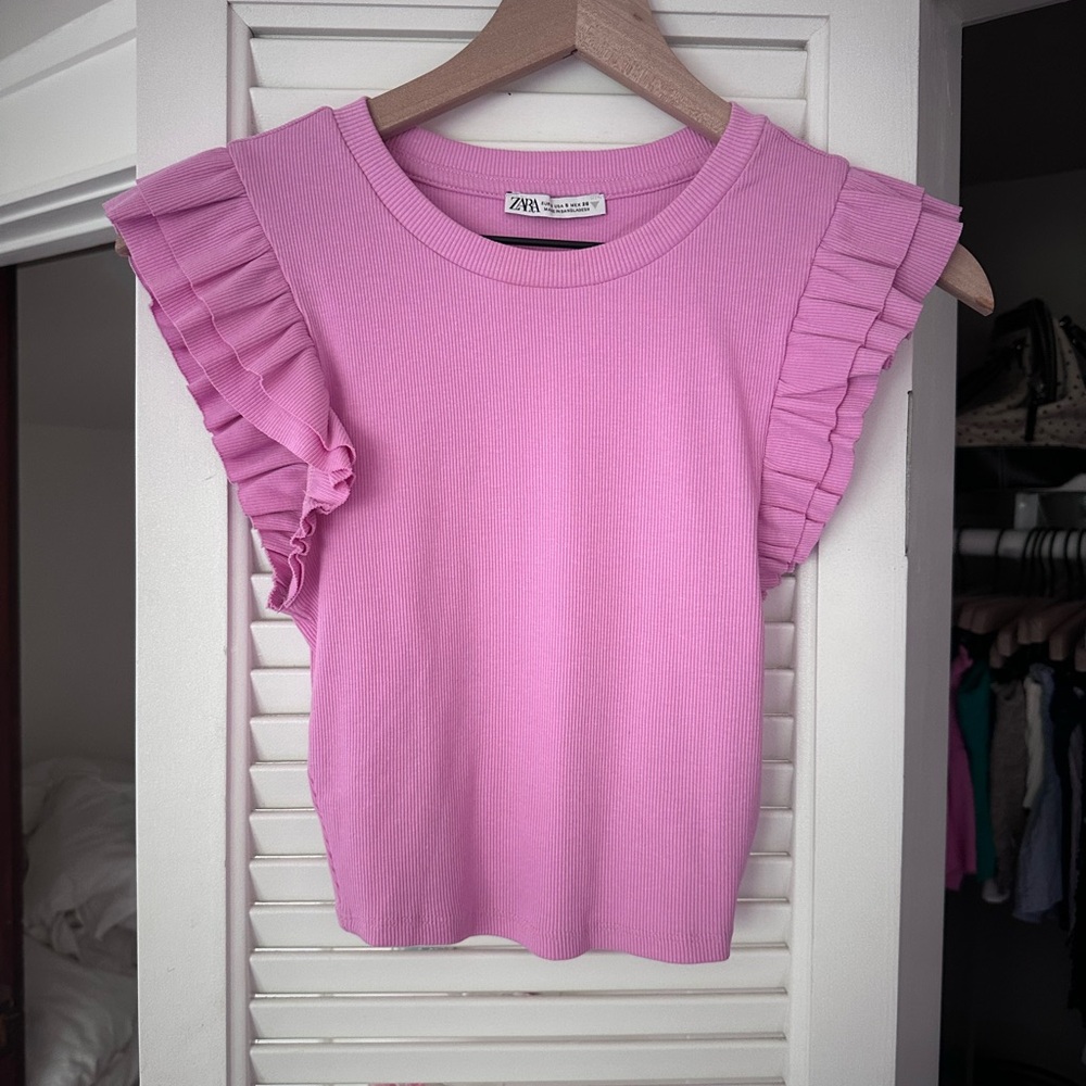 Zara Ribbed Pink Top
